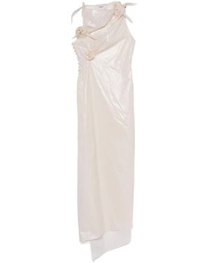 Coperni Floral-Appliqué Asymmetric Gown - White