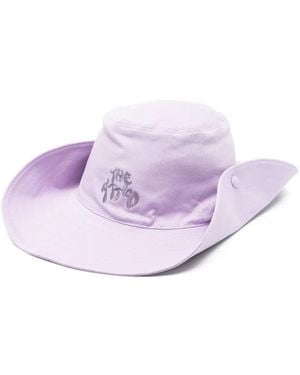 The Attico Logo-Embroidered Wide-Brim Hat - Purple