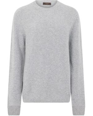 Slowear Ribbed-Knit Crew-Neck Sweater - Gray