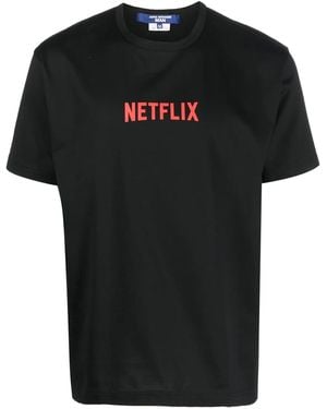 Junya Watanabe Printed Cotton T-shirt - Black