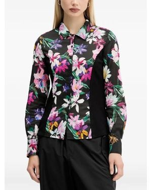Desigual Floral-Panelled Shirt - Black