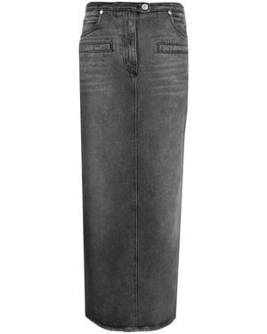 Courreges Stonewashed Denim Long Skirt - Women's - Cotton - Gray