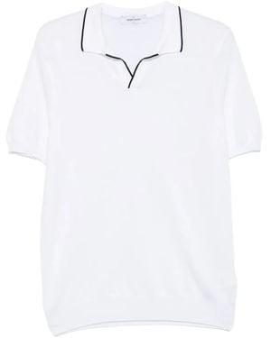 Gran Sasso Knitted-Collar Polo T-Shirt - White