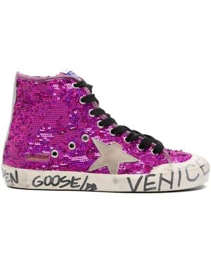 Golden Goose Francy Penstar Sequinned Sneakers - Purple