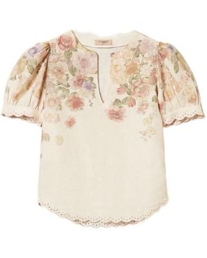 Twinset Floral Puff-Sleeve Blouse - White