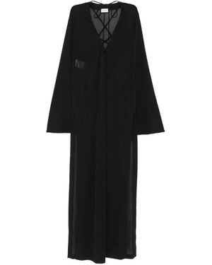 ANDAMANE Lace-Up Flared-Sleeve Maxi Dress - Black