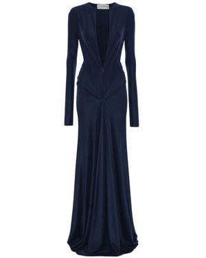 Victoria Beckham Robe Longue Aida À Détail Torsadé - Blue