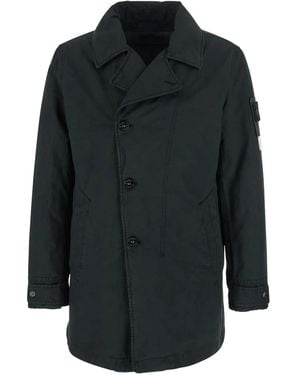 Stone Island Double-Breasted Coat - Black