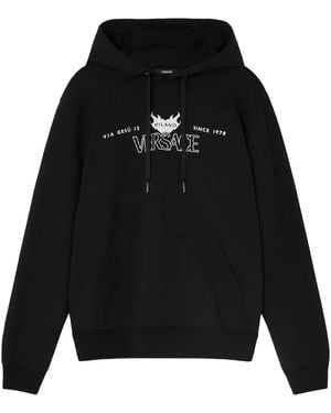Versace Logo-Print Hoodie - Black