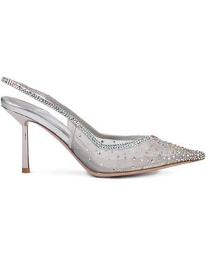 Le Silla Nicole 80mm ビジュートリム スリングバックパンプス - ホワイト