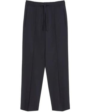 Valentino Garavani Wool Trousers With Vlogo Embroidery - Blue