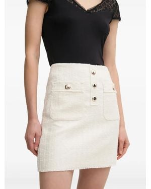 Morgan Tweed Buttoned Skirt - Black