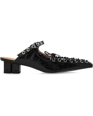 Ganni 50Mm Buckle-Fastening Lace-Up Mules - Black