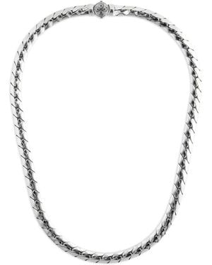 Emanuele Bicocchi Herringbone Chain Logo Necklace - Metallic