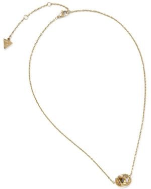 Guess Crystal-Embellished Interlocking-Hoop Necklace - White