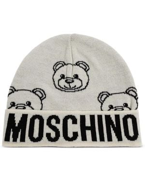 Moschino Teddy Logo Beanie Hat - Grey
