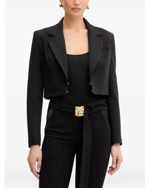 Fracomina Logo-Detail Cropped Blazer - Black