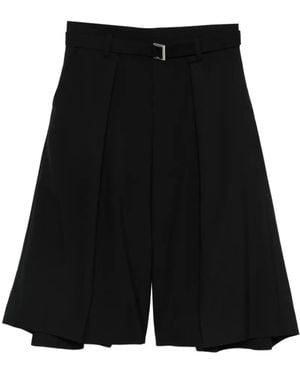 Sacai Bermudas de vestir con cinturón - Negro