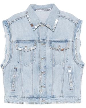 Alexander Wang Chaqueta vaquera sin mangas con apliques - Azul