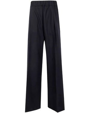 Semicouture Pleat-Detail Trousers - Blue
