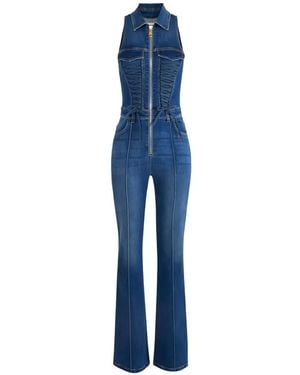 Elisabetta Franchi Combinaison En Jean À Design Sans Manches - Blue