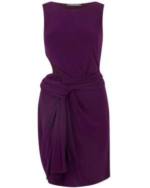 Alberta Ferretti Draped Sleeveless Mini Dress - Purple