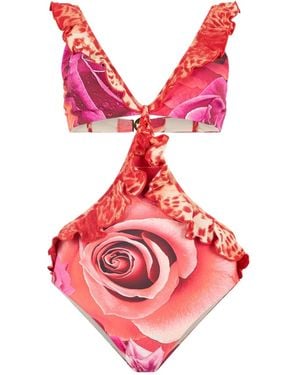 Roberto Cavalli Garden Rose Swimsuit - Red