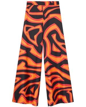 PUCCI Labirinto-Print Silk Palazzo Pants - White