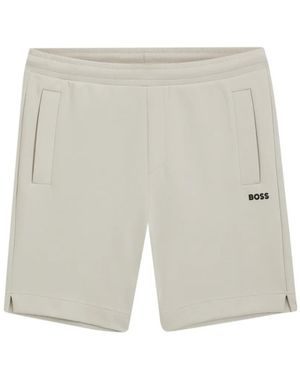BOSS Short À Logo Brodé En Jersey Piqué - White