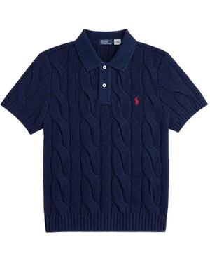 Polo Ralph Lauren Cable-Knit Polo Shirt - Blue