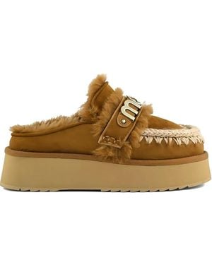 Mou 4Mm Platform Letter-Logo Clogs - Brown