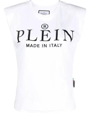 Philipp Plein Logo-Print Cotton Tank Top - White