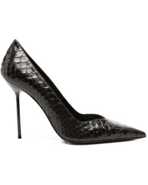 Paris Texas Lidia Python-Effect Pointed-Toe Heeled Pumps - Black