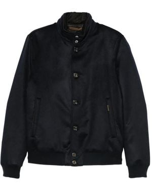 Moorer Button-Fastening Bomber Jacket - Black
