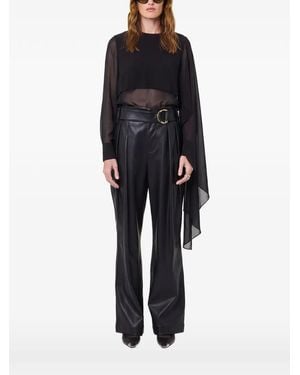 Nicholas Asymmetric Draped-Sleeve Blouse - Black