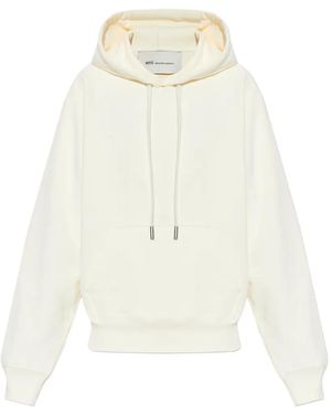 Ami Paris Sudadera Con Capucha Y Cordones - Blanco