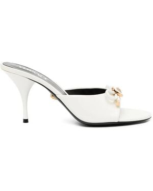 Versace 85Mm Opera Bows Patent-Leather Mules - White