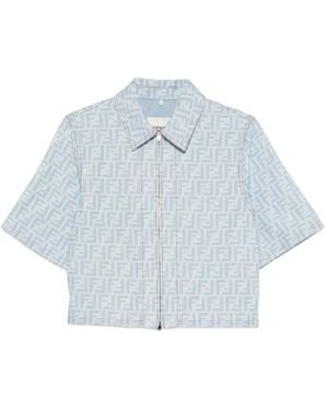 Fendi Chaqueta Vaquera Con Logo Ff - Azul