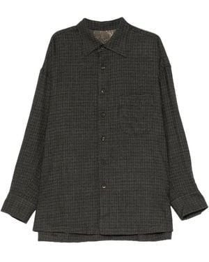Ziggy Chen Check-Pattern Button-Up Shirt - Black