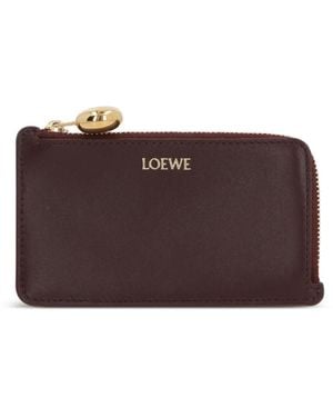 Loewe Pebble Leather Zipped Card Case - Purple