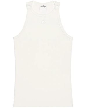 Courreges Buckle-Detail Ribbed Tank Top - White