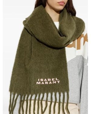 Isabel Marant Firny Logo-Embroidered Scarf - Green