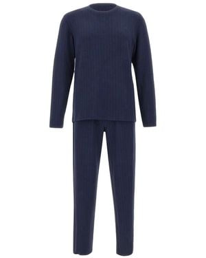 Emporio Armani Striped Logo Pyjama Set - Blue