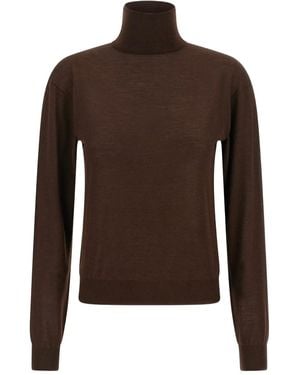 Saint Laurent タートルネック セーター - ブラウン