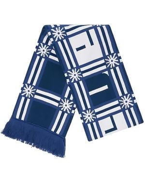 Rassvet (PACCBET) Geometric-Pattern Fringed Scarf - Blue