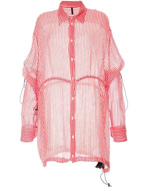 Unravel Project Stripe Drawstring Over Shirt - Pink