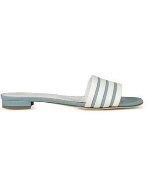 Manolo Blahnik Striped Flat Sandals - White