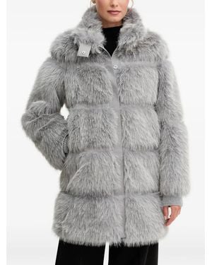 Patrizia Pepe Buttoned Faux-Fur Coat - Grey
