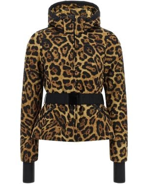 Goldbergh Jagger Leopard-Print Peplum Ski Jacket - Black