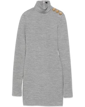 Balmain High-neck button-detail dress - Gris